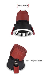 DBF 2021 New Deep-Glare LED Recessed Downlight 7W 12W 15W 45 Degrees Angle Adjust Round Ceiling Spot Lights Kitchen Living Room