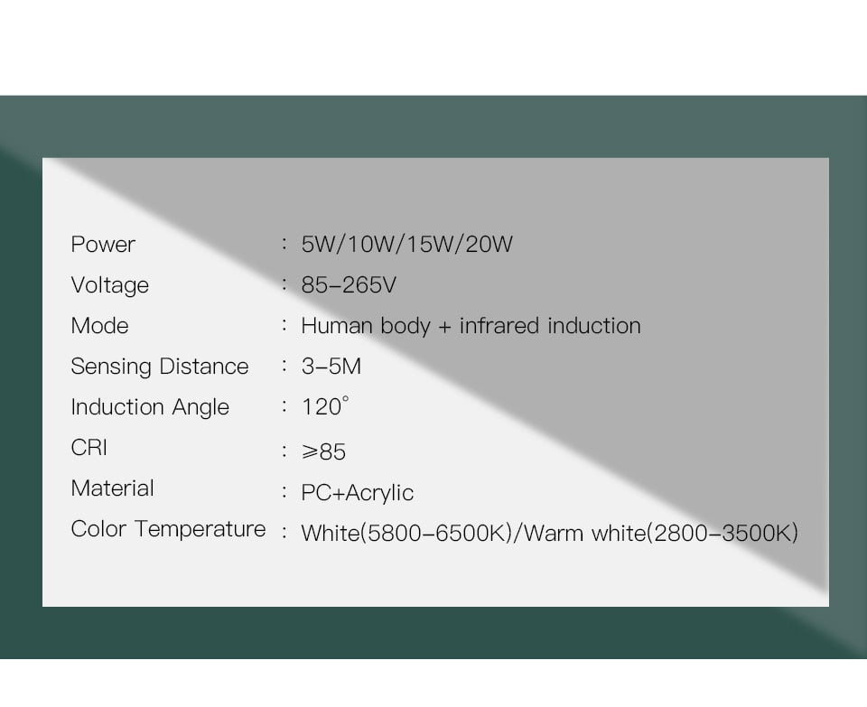 PIR Motion Sensor LED Night Lamp 5W 10W 15W 20W Home Round Downlight 110V 220V Spotlight for Kitchen Bedroom Indoor Night Light