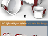 Frameless angle adjustable embedded LED downlight 5W 7W 12W 20W dimmable deep glare LED ceiling spotlights home lighting