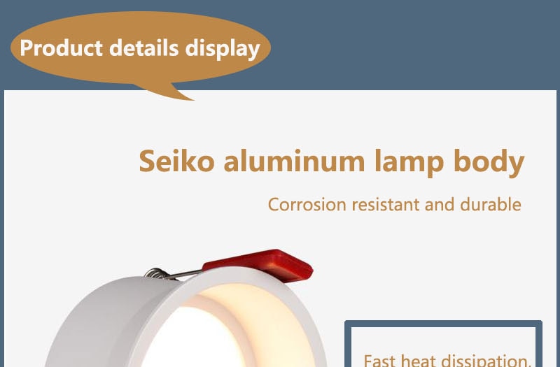 Frameless angle adjustable embedded LED downlight 5W 7W 12W 20W dimmable deep glare LED ceiling spotlights home lighting