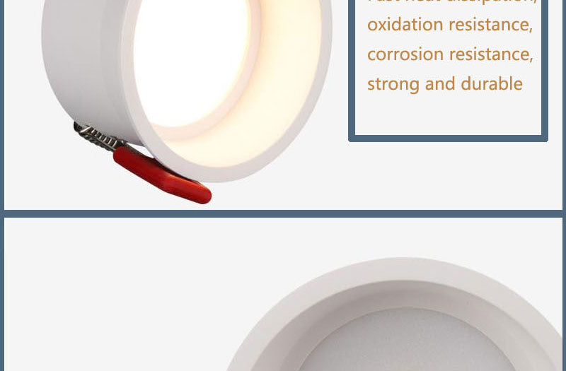 Frameless angle adjustable embedded LED downlight 5W 7W 12W 20W dimmable deep glare LED ceiling spotlights home lighting