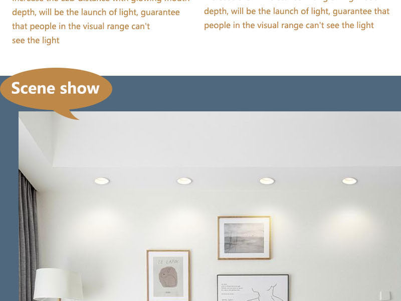 Frameless angle adjustable embedded LED downlight 5W 7W 12W 20W dimmable deep glare LED ceiling spotlights home lighting