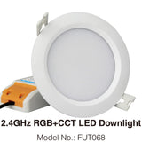 FUT068 Milight 2.4G 6W RGB+CCT LED Downlight 85V-265V LED Round Dimmable Reccessed LED Light with 2.4G 4zone Remote Support Wi-Fi 