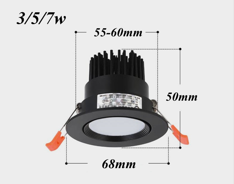 Dimmable Recessed LED Downlights 7W 9W 12W COB LED Lights AC220V 240V Ceiling Spot Kitchen Lamps Indoor Hotel Lighting Bedroom