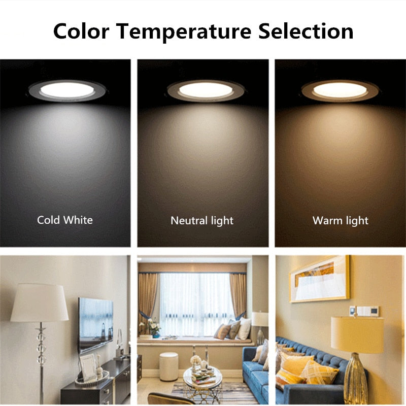 LED Downlight 3w 5W 7w 9w 12w 18w 220V LED Recessed Ceiling Spot Light  Panel Down Light Round LED Lighting Cool/ Warm White