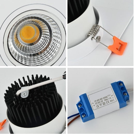 Recessed Square Dimmable LED Downlights 7W 9W 12W 15W 18W COB LED Ceiling Lamp Warm/Cold White LED Spot Lights Indoor Lighting