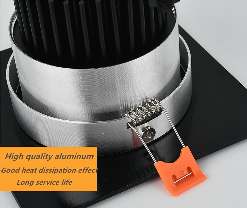 Recessed Square Dimmable LED Downlights 7W 9W 12W 15W 18W COB LED Ceiling Lamp Warm/Cold White LED Spot Lights Indoor Lighting