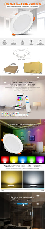 Miboxer 6W/9W/12W/15W/18W RGB+CCT led Downlight Dimmable Ceiling AC110V 220V FUT062/FUT063/FUT066/FUT068/FUT069/FUT089