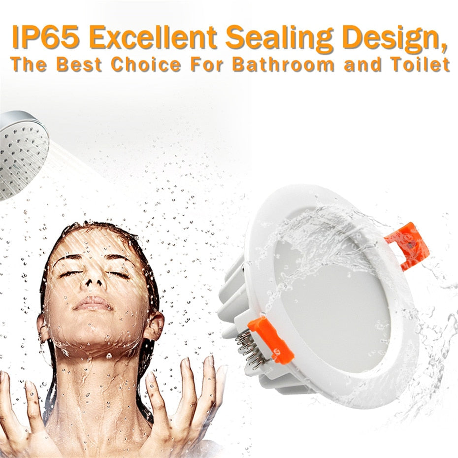 IP65 Waterproof LED Recessed Downlight 5W 7W 9W 12W 15W LED Spot Light Ceiling Lamp Home Lighting AC 85-265V For Bathroom lamp