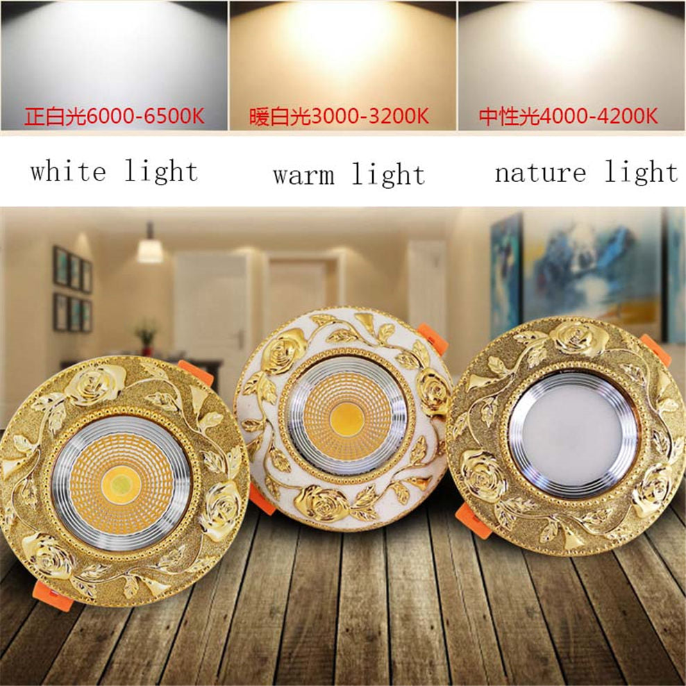 American Luxury Gold Cob Led Recessed Downlight Dimmable Spot Light Fixtures 3W 5W 7W Home Deco Living Room Aisle Ceilings Lamp