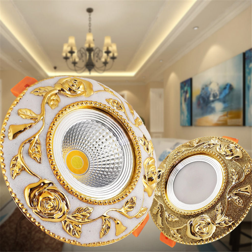 American Luxury Gold Cob Led Recessed Downlight Dimmable Spot Light Fixtures 3W 5W 7W Home Deco Living Room Aisle Ceilings Lamp