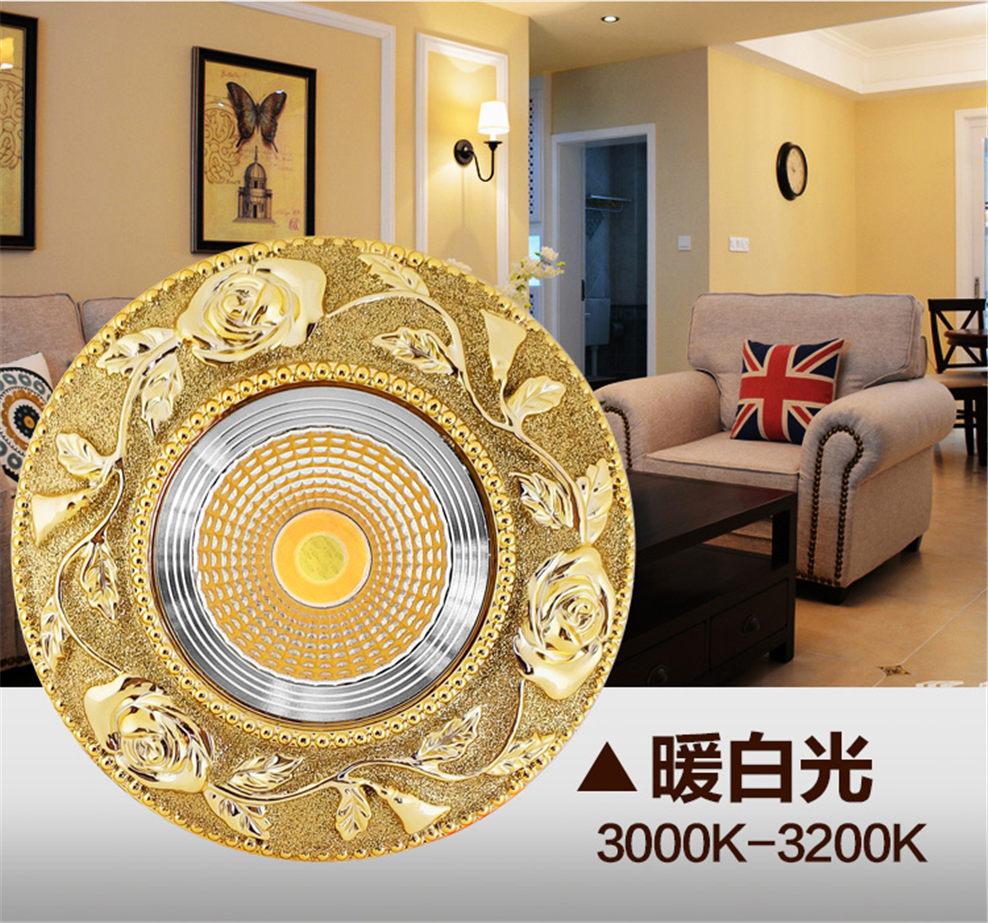 American Luxury Gold Cob Led Recessed Downlight Dimmable Spot Light Fixtures 3W 5W 7W Home Deco Living Room Aisle Ceilings Lamp