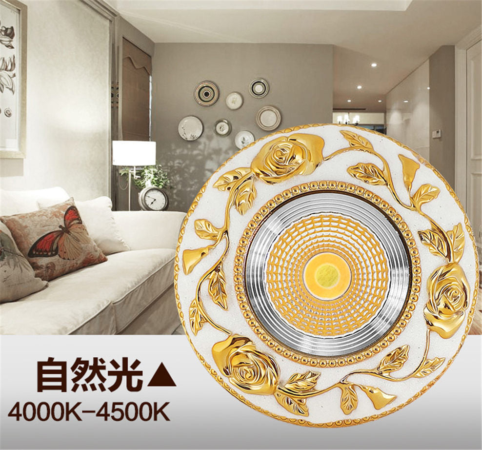 American Luxury Gold Cob Led Recessed Downlight Dimmable Spot Light Fixtures 3W 5W 7W Home Deco Living Room Aisle Ceilings Lamp