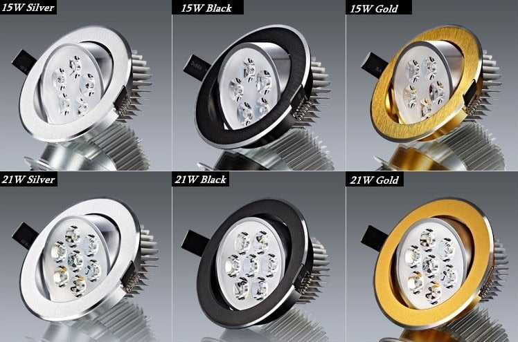 LED dimmable Ceiling light Epistar 9W 12w 15W 21W round LED ceiling lamp Recessed Spot light 110V-220V led ceiling lamp