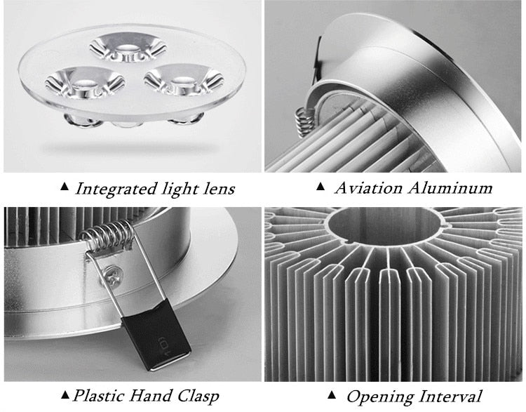 LED dimmable Ceiling light Epistar 9W 12w 15W 21W round LED ceiling lamp Recessed Spot light 110V-220V led ceiling lamp