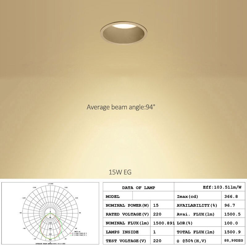 Anti-corrosion Dimmable LED Downlight Anti-Glare Led Ceiling Lamp LED Spot Lighting Bedroom Kitchen Led Recessed Downlight