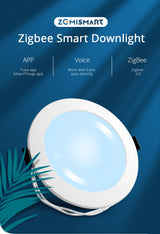 Benexmart Tuya Zigbee Smart Downlight 7W 10W RGBCW Led Round Ceiling Light Color Changing Dimmer Alexa Google Home Smartthings