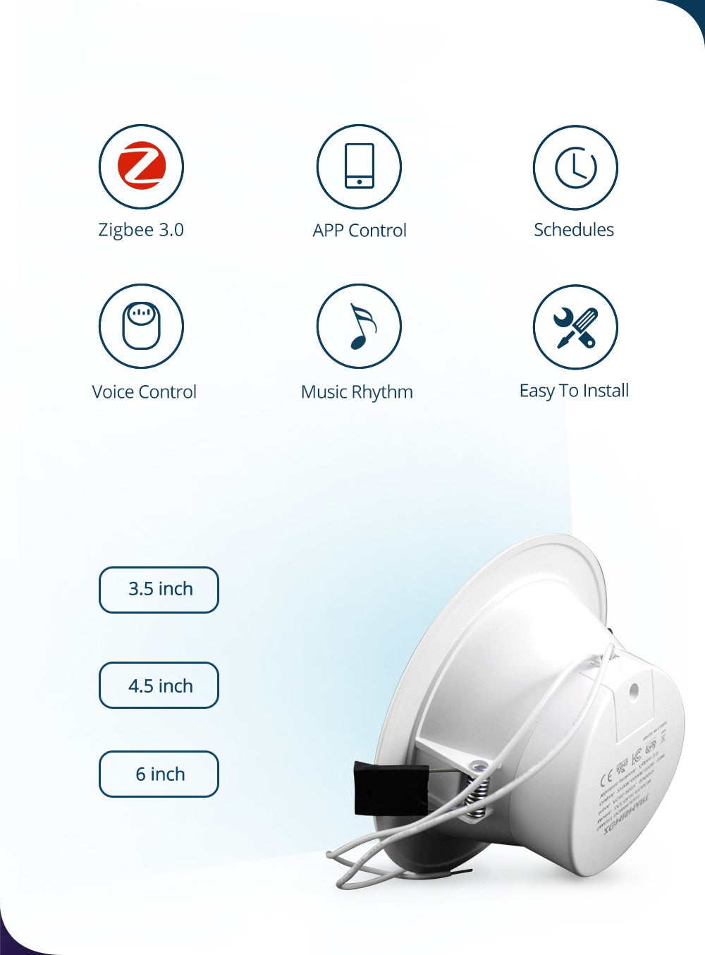 Benexmart Tuya Zigbee Smart Downlight 7W 10W RGBCW Led Round Ceiling Light Color Changing Dimmer Alexa Google Home Smartthings