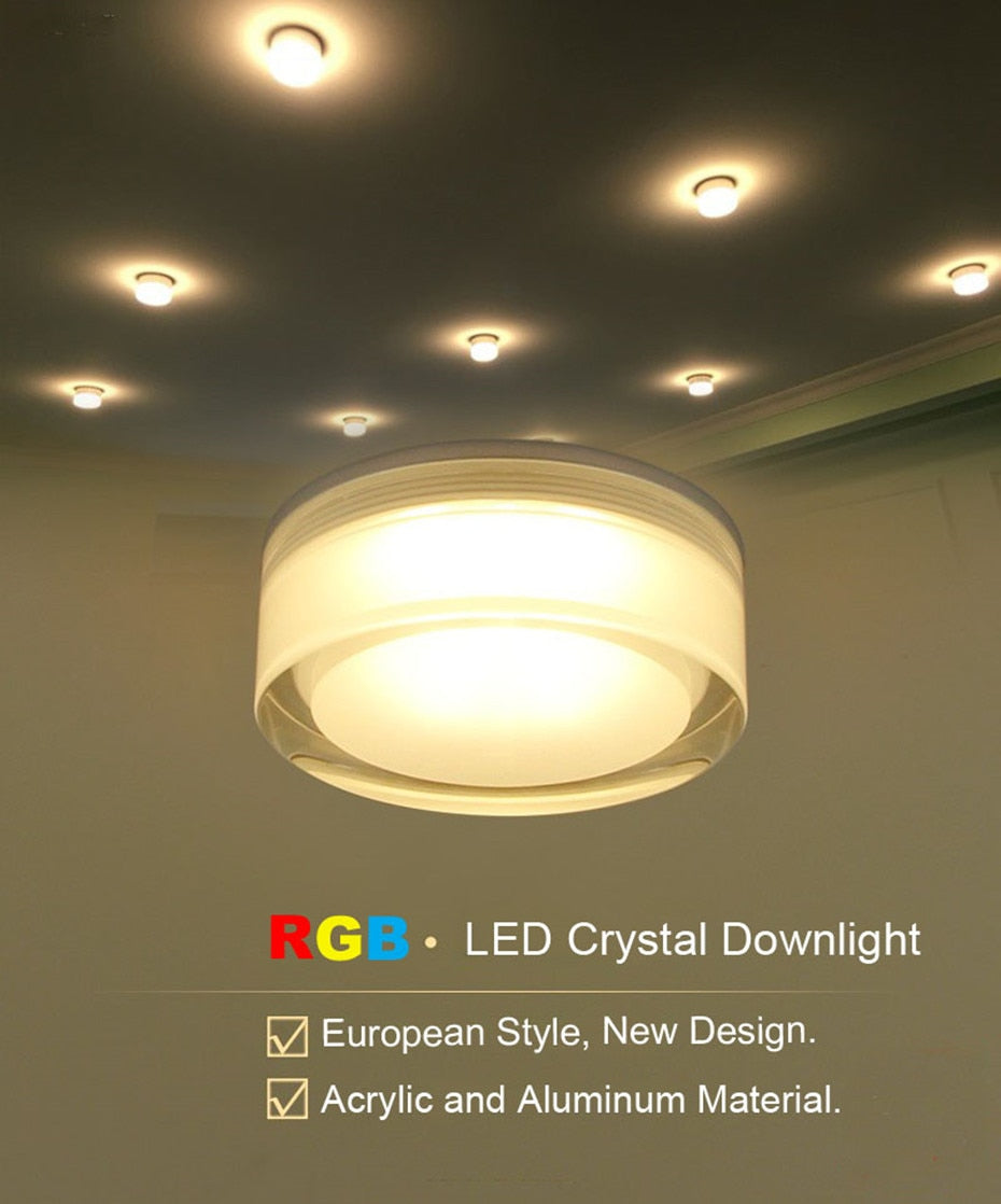 Led Recessed Downlight Round/Square Crystal Ceiling Led Lamp 1W 5W 10W Spot Led Light For Living Room Bedroom Restaurant Coffee