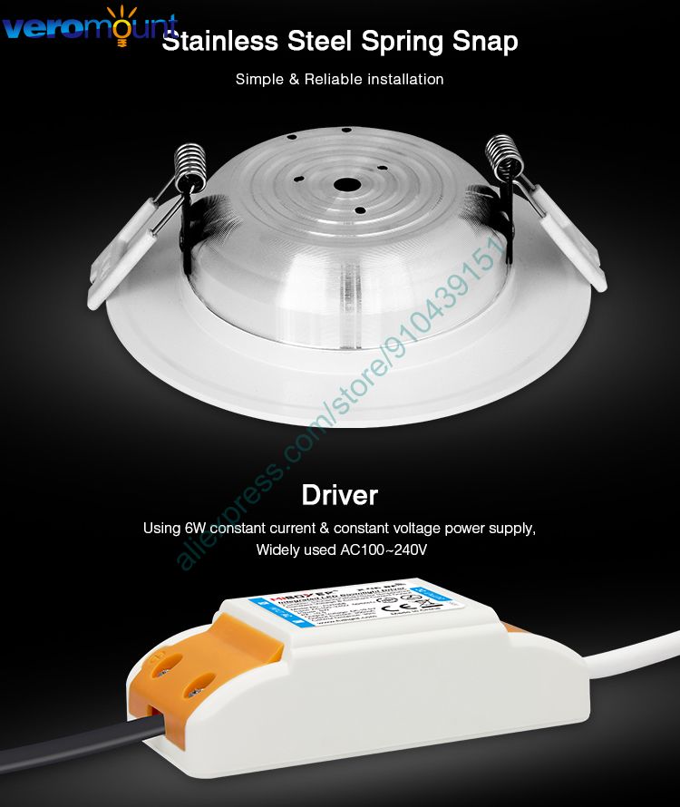 MiBoxer FUT068 6W Smart RGB+CCT Downlight with Driver AC 110V 220V 2.4G Wireless RF Remote WiFi APP Alexa Google Voice Control