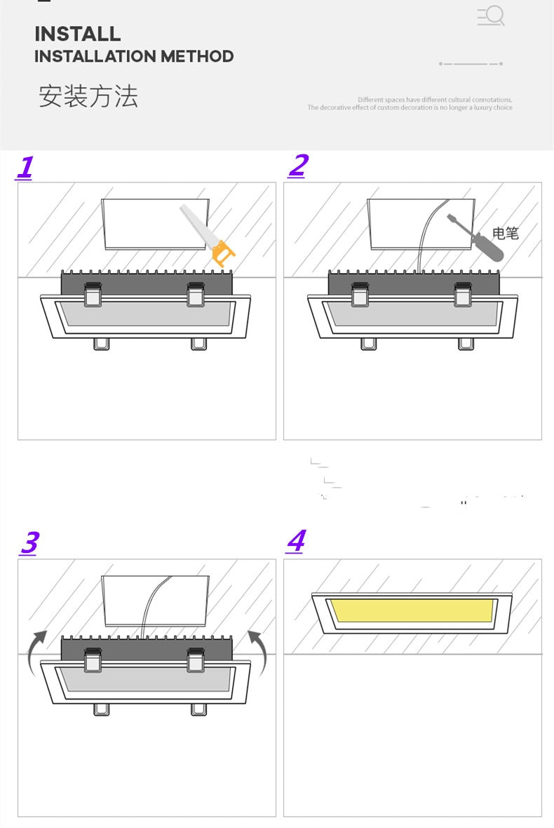 Dimmable Led Panel Recessed led Downlight 12W 18W 24w 30w Square Led Spot Light Led Ceiling Lamp AC110V 220V