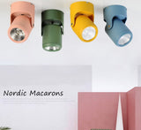 Macaron Led Downlight Surface Mounted Spot Led 360° Rotation COB Chip Indoor Lighting Background Wall Living Room Ceiling Lights