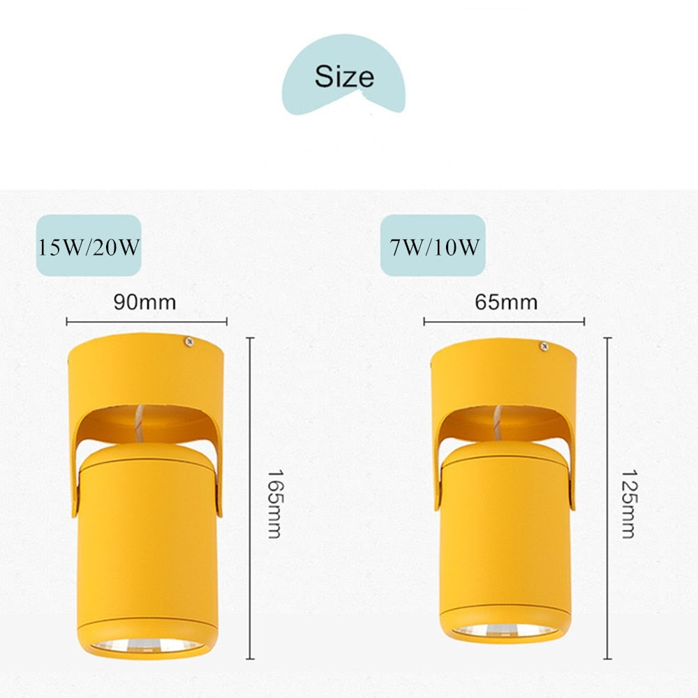 Macaron Led Downlight Surface Mounted Spot Led 360° Rotation COB Chip Indoor Lighting Background Wall Living Room Ceiling Lights