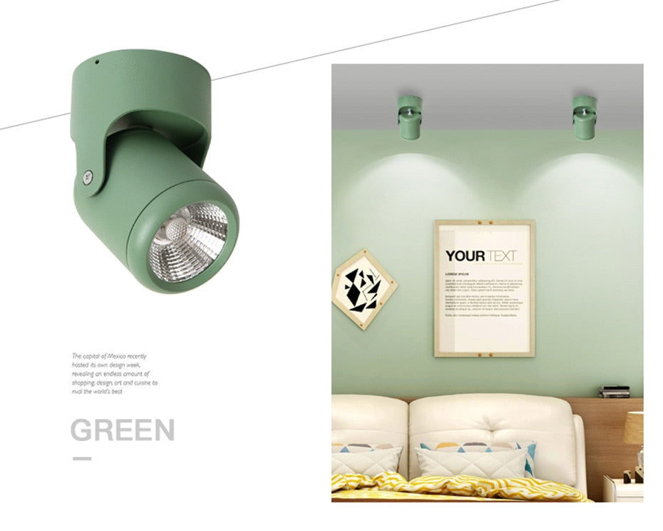 Macaron Led Downlight Surface Mounted Spot Led 360° Rotation COB Chip Indoor Lighting Background Wall Living Room Ceiling Lights