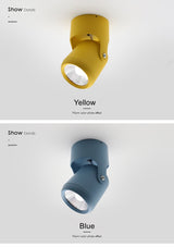 Macaron Led Downlight Surface Mounted Spot Led 360° Rotation COB Chip Indoor Lighting Background Wall Living Room Ceiling Lights