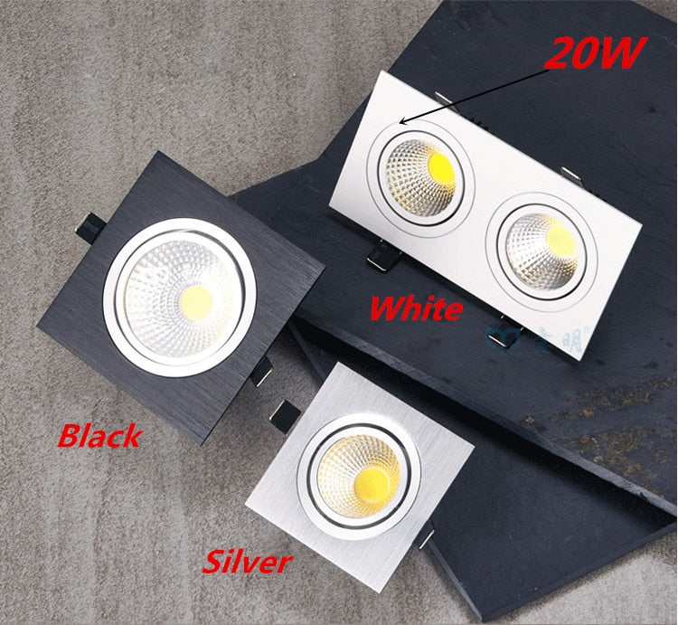 LED Square COB Downlight Dimmable AC 85-265V 7W 9W 12W Recessed Led ceiling lamp Spot light Bulbs Indoor Lighting