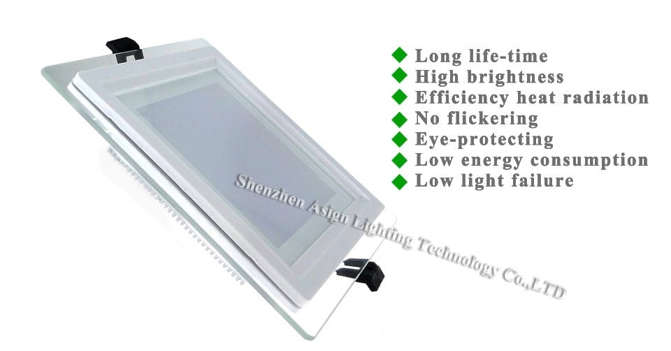 Dimmable LED Panel Downlight Square Glass Panel Lights High Brightness Ceiling Recessed Lamps For Home SMD5730 AC110V AC220V