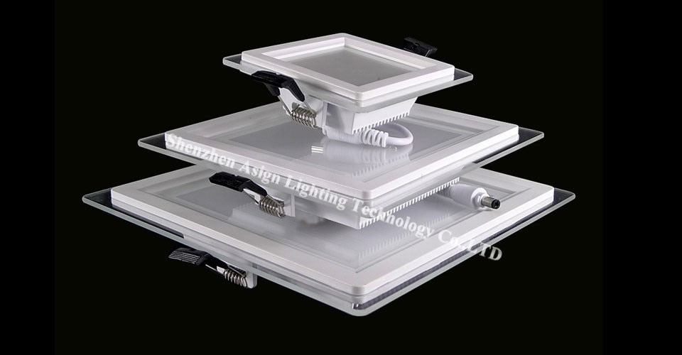 Dimmable LED Panel Downlight Square Glass Panel Lights High Brightness Ceiling Recessed Lamps For Home SMD5730 AC110V AC220V