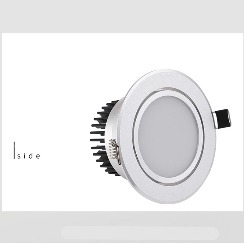 Silver Round Dimmable Recessed LED COB Downlight 3W/5W/7W/12W/15W Recessed LED Ceiling Spot Light 3000K 4000K 6000K AC90-265V