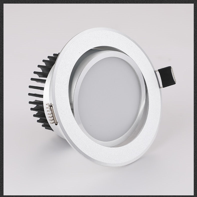 Silver Round Dimmable Recessed LED COB Downlight 3W/5W/7W/12W/15W Recessed LED Ceiling Spot Light 3000K 4000K 6000K AC90-265V