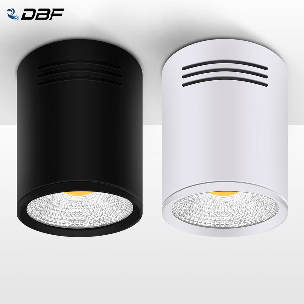 DBF High Bright Epistar COB LED Surface Mounted Downlight Dimmable 3W 5W 7W 10W 12W 15W Ceilling Spot Lamp White/Black Housing