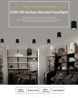 DBF High Bright Epistar COB LED Surface Mounted Downlight Dimmable 3W 5W 7W 10W 12W 15W Ceilling Spot Lamp White/Black Housing