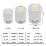 DBF High Bright Epistar COB LED Surface Mounted Downlight Dimmable 3W 5W 7W 10W 12W 15W Ceilling Spot Lamp White/Black Housing