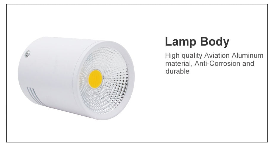 DBF High Bright Epistar COB LED Surface Mounted Downlight Dimmable 3W 5W 7W 10W 12W 15W Ceilling Spot Lamp White/Black Housing