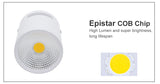 DBF High Bright Epistar COB LED Surface Mounted Downlight Dimmable 3W 5W 7W 10W 12W 15W Ceilling Spot Lamp White/Black Housing