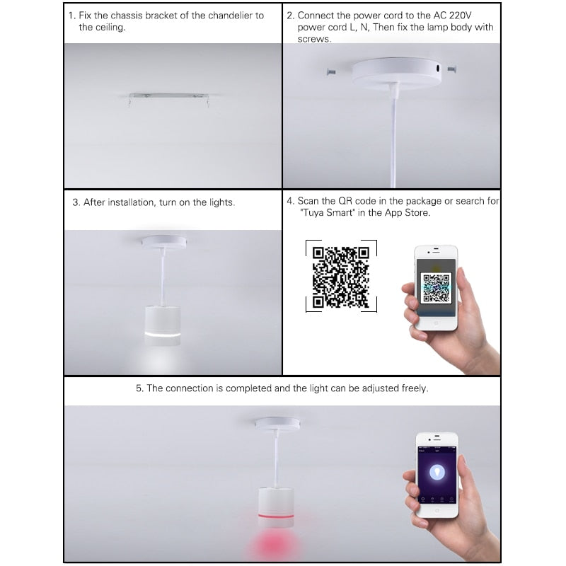 Modern LED Downlight Smart 2.4GHZ chandelie WIFI living room, 9W bedroom Kitchen RGB Warm Cool light Work with TUYA Google Home