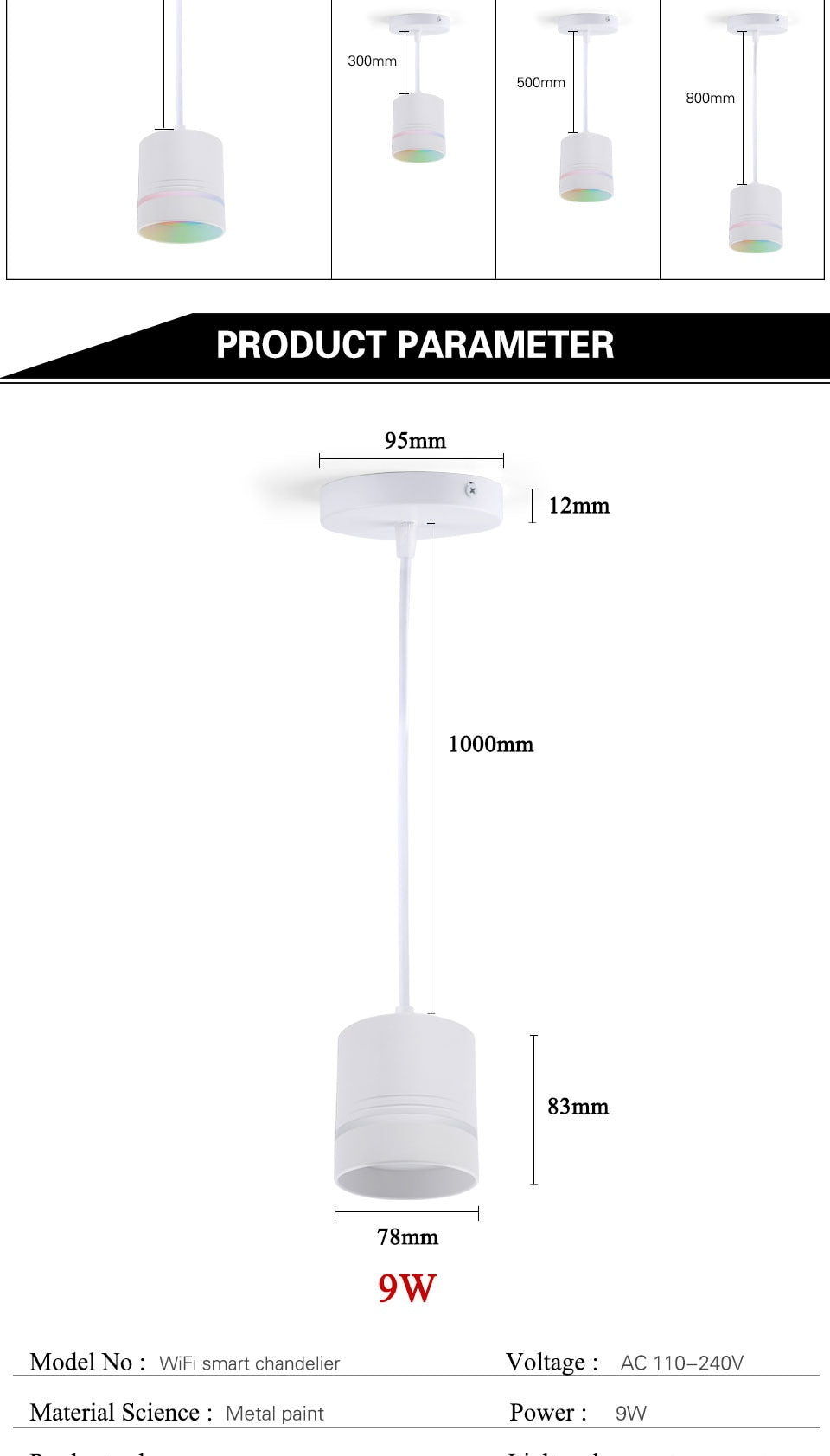 Modern LED Downlight Smart 2.4GHZ chandelie WIFI living room, 9W bedroom Kitchen RGB Warm Cool light Work with TUYA Google Home