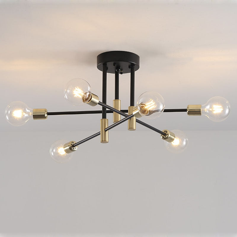 Modern Nordic E27 Black LED Ceiling Chandelier Edison Bulbs Indoor Light Fixtures For Bedroom Living Room Lamp