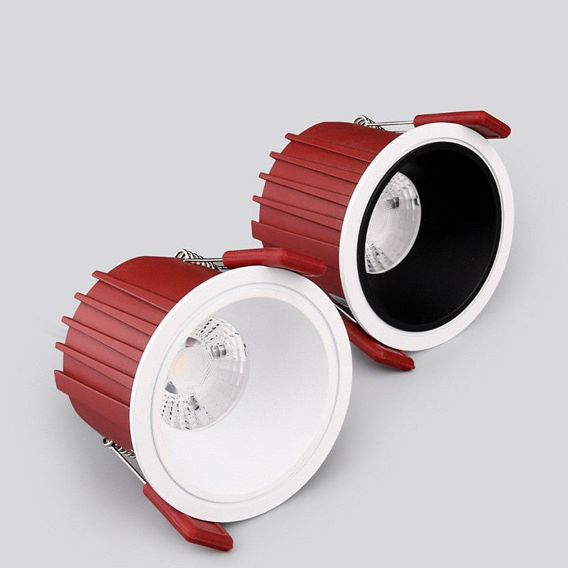 Frameless Anti Glare Lens COB Recessed Downlight dimmable 9W 12W Round LED Ceiling Spot Light 220/110VBedroom Picture Background