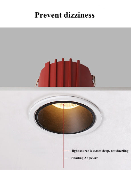 Frameless Anti Glare Lens COB Recessed Downlight dimmable 9W 12W Round LED Ceiling Spot Light 220/110VBedroom Picture Background