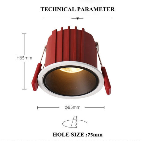 Frameless Anti Glare Lens COB Recessed Downlight dimmable 9W 12W Round LED Ceiling Spot Light 220/110VBedroom Picture Background