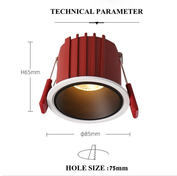 Frameless Anti Glare Lens COB Recessed Downlight dimmable 9W 12W Round LED Ceiling Spot Light 220/110VBedroom Picture Background