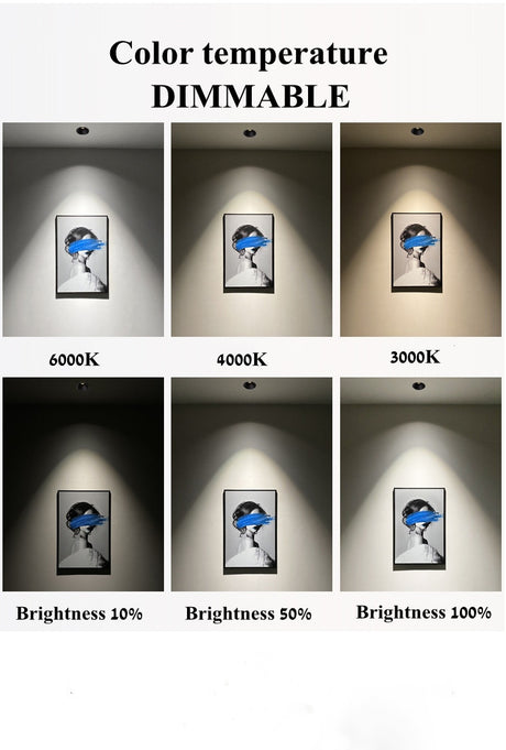 Frameless Anti Glare Lens COB Recessed Downlight dimmable 9W 12W Round LED Ceiling Spot Light 220/110VBedroom Picture Background