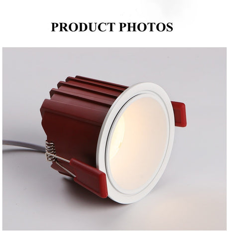 Frameless Anti Glare Lens COB Recessed Downlight dimmable 9W 12W Round LED Ceiling Spot Light 220/110VBedroom Picture Background