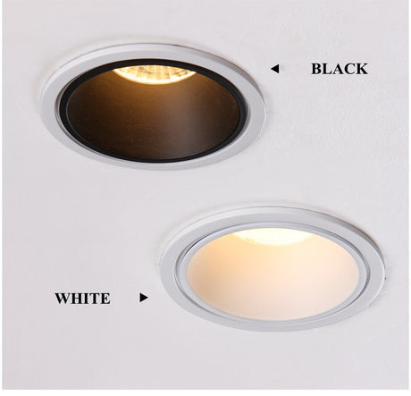 Frameless Anti Glare Lens COB Recessed Downlight dimmable 9W 12W Round LED Ceiling Spot Light 220/110VBedroom Picture Background