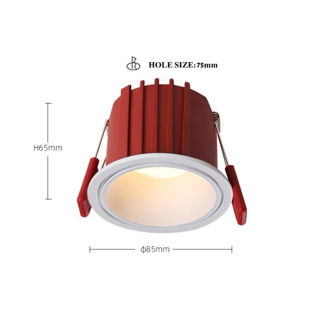 Frameless Anti Glare Lens COB Recessed Downlight dimmable 9W 12W Round LED Ceiling Spot Light 220/110VBedroom Picture Background